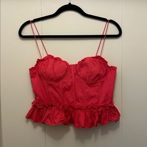 Vibrant Pink Ruffle Bustier Top